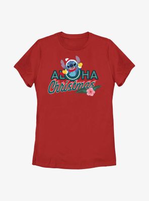 Disney Lilo And Stitch Aloha Christmas Womens T-Shirt