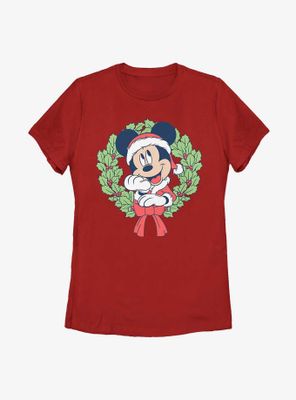 Disney Mickey Mouse Christmas Wreath Womens T-Shirt