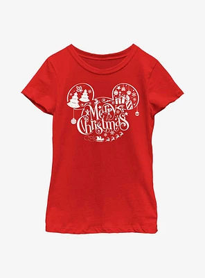 Disney Mickey Mouse Holiday Ears Fill Youth Girls T-Shirt