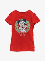 Disney Mickey Mouse Christmas Wreath Youth Girls T-Shirt