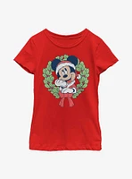 Disney Mickey Mouse Christmas Wreath Youth Girls T-Shirt