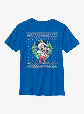 Disney Mickey Mouse Ugly Christmas Sweater Wreath Youth T-Shirt