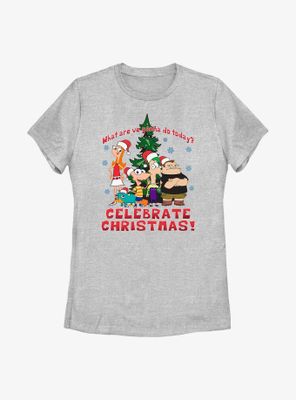 Disney Phineas And Ferb Celebrate Christmas Womens T-Shirt