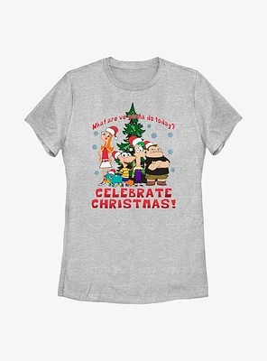 Disney Phineas And Ferb Celebrate Christmas Womens T-Shirt