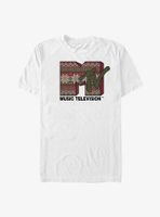 MTV Christmas Sweater Pattern Fill T-Shirt