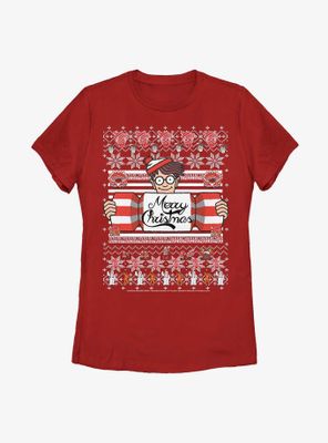 Where's Waldo? Christmas Sweater Pattern Womens T-Shirt