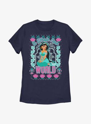 Disney Aladdin Jasmine A Whole New World Pattern Womens T-Shirt