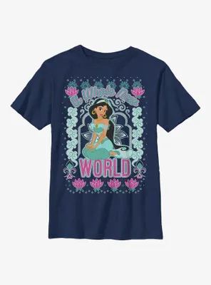 Disney Aladdin Jasmine A Whole New World Pattern Youth T-Shirt