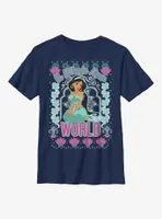 Disney Aladdin Jasmine A Whole New World Pattern Youth T-Shirt