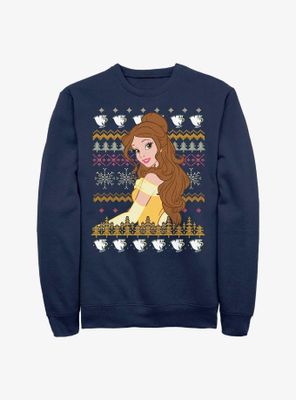 Disney Beauty And The Beast Belle Teacup Ugly Sweater Pattern Sweatshirt