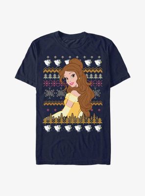 Disney Beauty And The Beast Belle Teacup Ugly Sweater Pattern T-Shirt