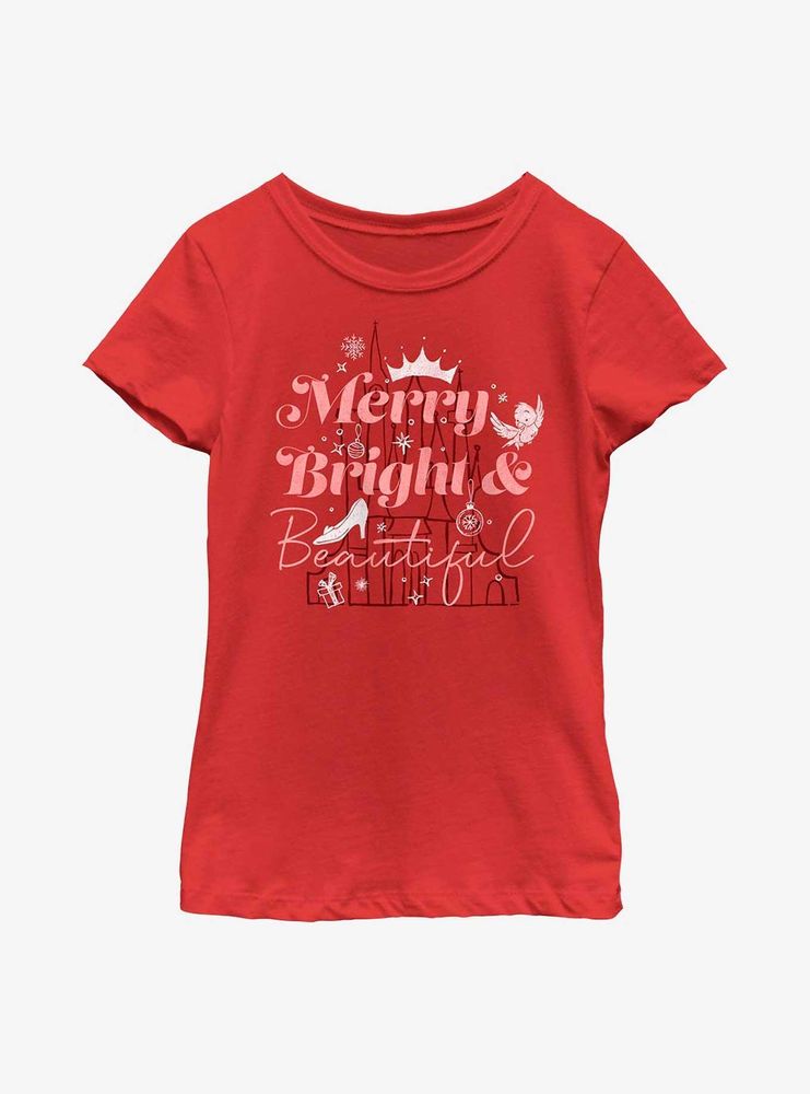 Disney Cinderella Castle Merry, Bright & Beautiful Youth Girls T-Shirt