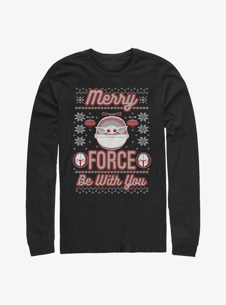 Star Wars The Mandalorian Merry Force Be With You Child Long-Sleeve T-Shirt