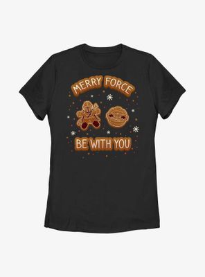 Star Wars The Mandalorian Merry Force Be With You Cookies Womens T-Shirt