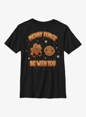 Star Wars The Mandalorian Merry Force Be With You Cookies Youth T-Shirt