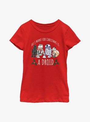 Star Wars Want For Christmas Is A Droid Youth Girls T-Shirt