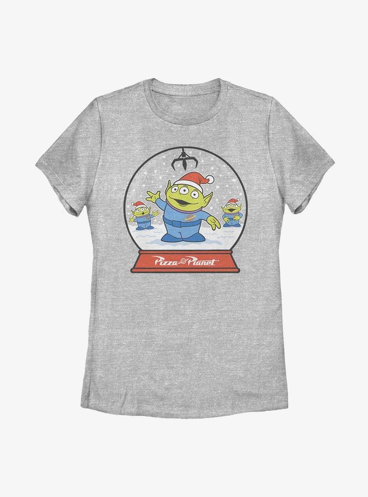 Disney Pixar Toy Story Pizza Planet Aliens Snow Globe Womens T-Shirt