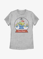 Disney Pixar Toy Story Pizza Planet Aliens Snow Globe Womens T-Shirt