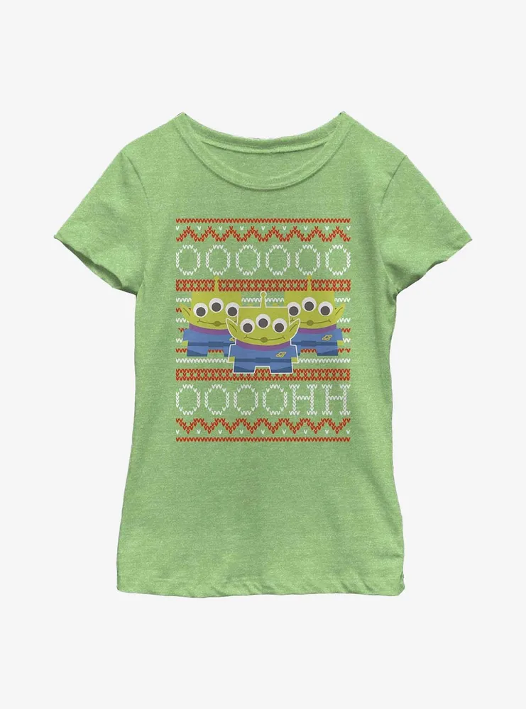 Disney Pixar Toy Story Aliens Ugly Sweater Pattern Youth Girls T-Shirt