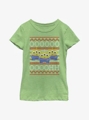Disney Pixar Toy Story Aliens Ugly Sweater Pattern Youth Girls T-Shirt