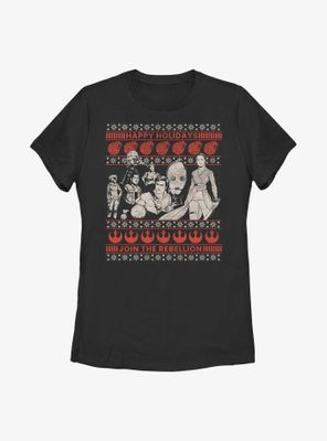 Star Wars Rebellion Ugly Sweater Pattern Womens T-Shirt