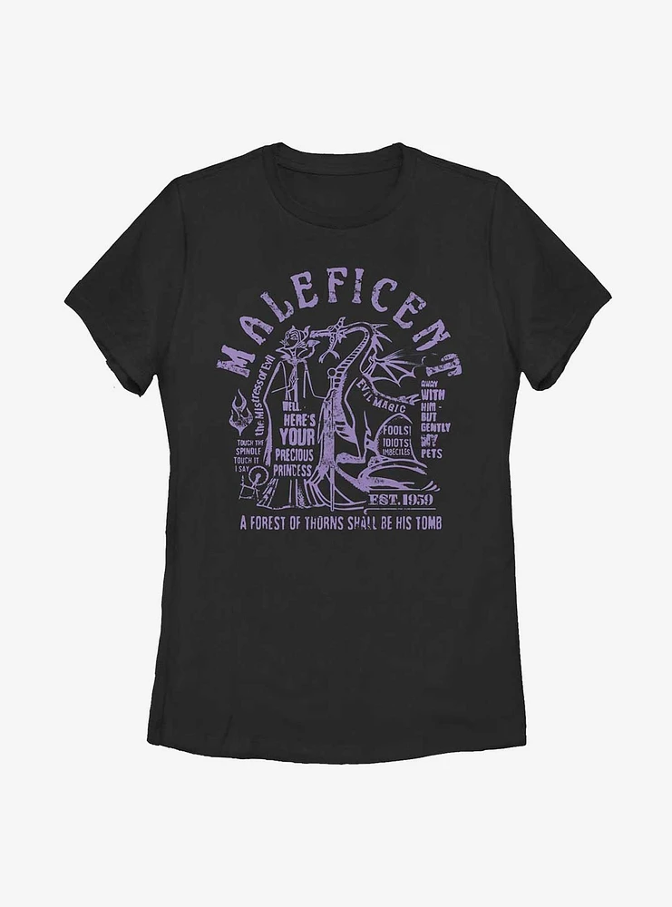 Disney Sleeping Beauty Maleficent Verbiage Womens T-Shirt