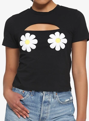 Daisy Cutout Girls Crop T-Shirt