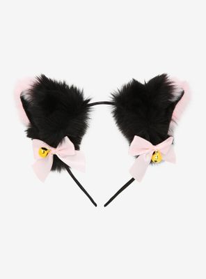 Black & Pink Tip Cat Ear Headband