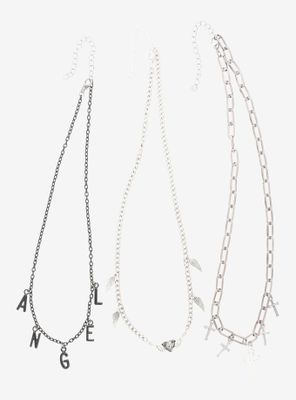 Angel Cross Chain Necklace Set