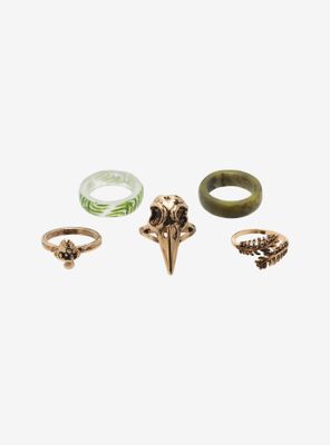 Bird Skull Mushroom Ring Set