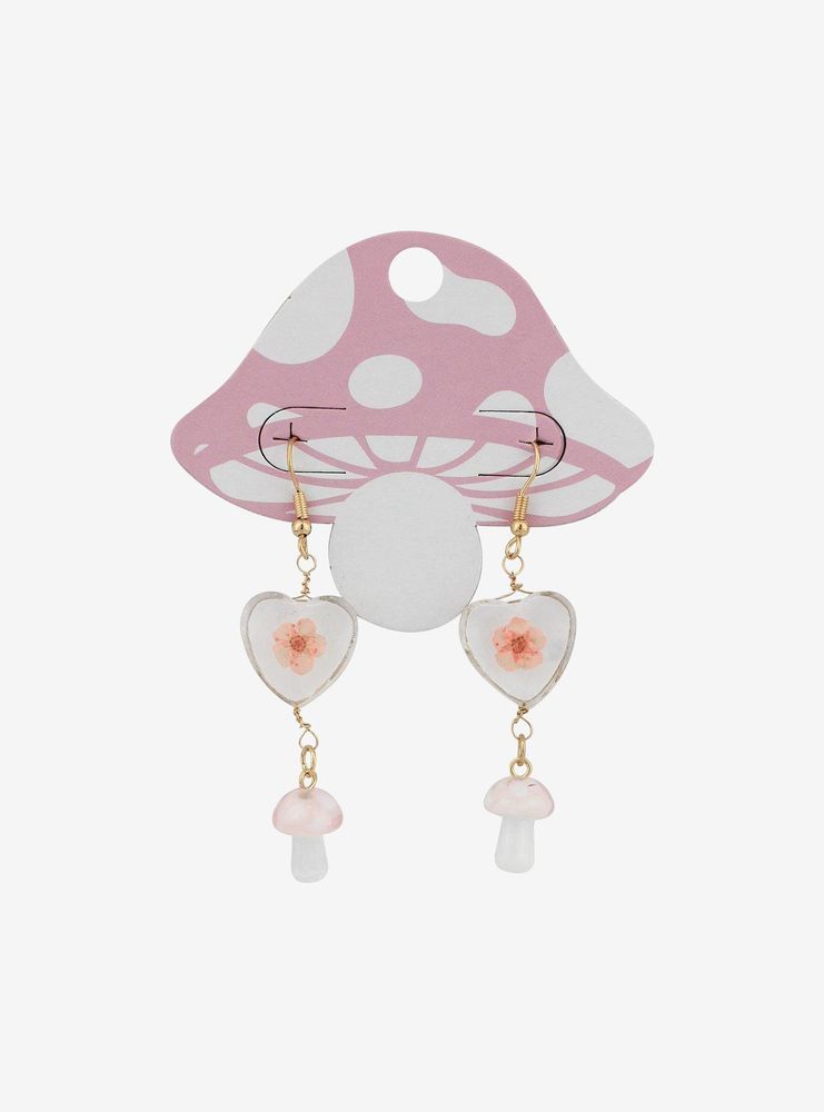 pink mushroom earrings