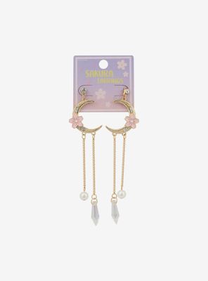 Sakura Moon Crystal Drop Earrings