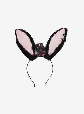 Black & Pink Bunny Ear Headband