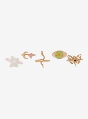 Fairy Floral Butterfly Ring Set