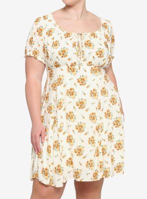 Sunflower Puff Sleeve Dress Plus