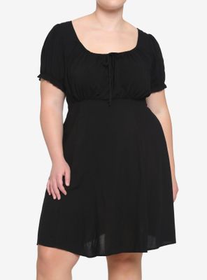 Black Puff Sleeve Dress Plus