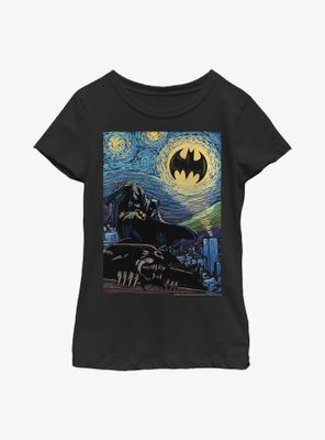 DC Comics Batman Over Starry Gotham Youth Girls T-Shirt