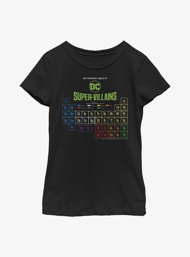 DC Comics Periodic Table Of Super-Villains Youth Girls T-Shirt