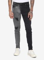 Black & Grey Wash Split Leg Skinny Jeans