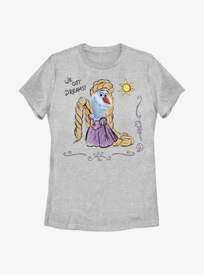 Disney Olaf Presents Rapunzel Outfit Womens T-Shirt