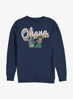 Disney Lilo & Stitch Rainbow Ohana Crew Sweatshirt