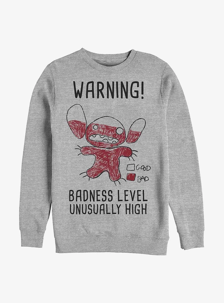 Disney Lilo & Stitch Warning Drawing Sitch Crew Sweatshirt