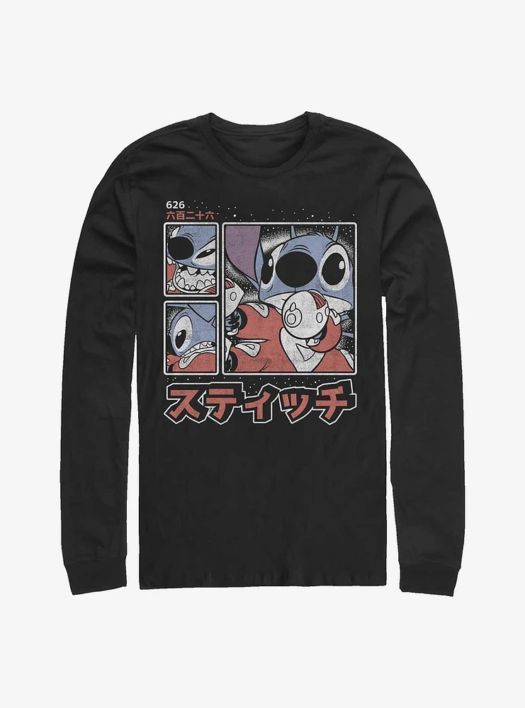 Disney Lilo & Stitch Japanese Text Long-Sleeve T-Shirt
