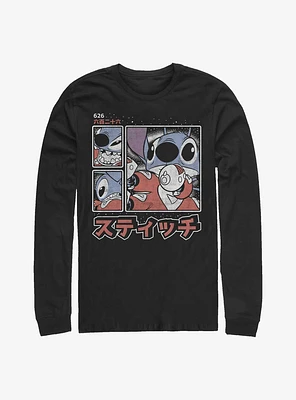 Disney Lilo & Stitch Japanese Text Long-Sleeve T-Shirt