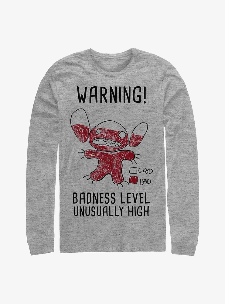 Disney Lilo & Stitch Warning Drawing Sitch Long-Sleeve T-Shirt