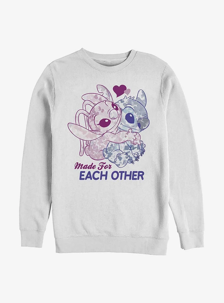 Disney Lilo & Stitch Made For Eachother Crew Sweatshirt