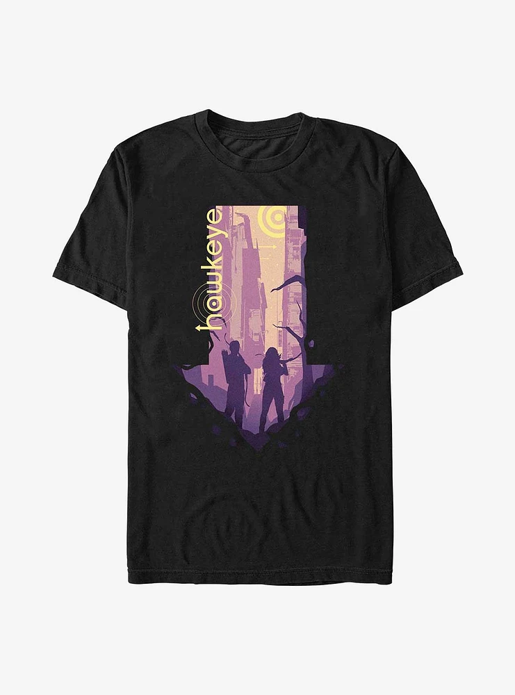 Marvel Hawkeye Cityscape Arrow Outline T-Shirt