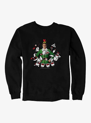 Elf Buddy With Holiday Icons Sweatshirt