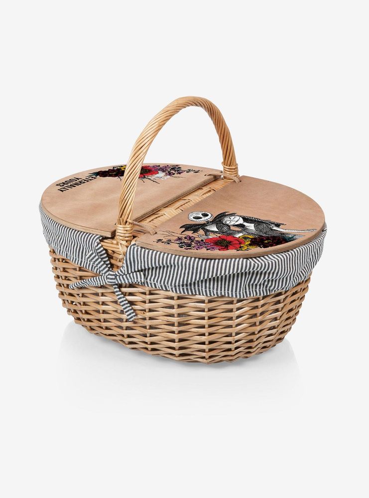 The Nightmare Before Christmas Jack And Sally Floral Country Picnic Basket