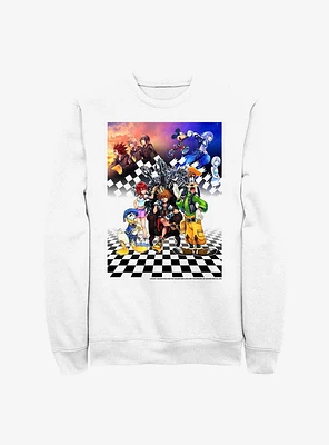 Disney Kingdom Hearts Group Checkers Crew Sweatshirt